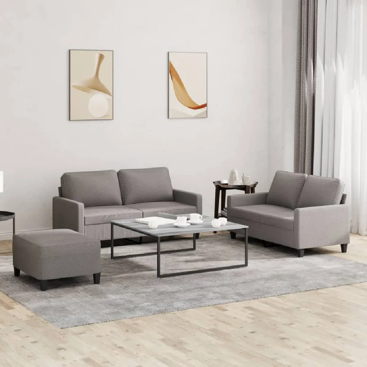 VIDAXL - Ensemble de canapés 3 pièces avec coussins - Taupe - Image 2