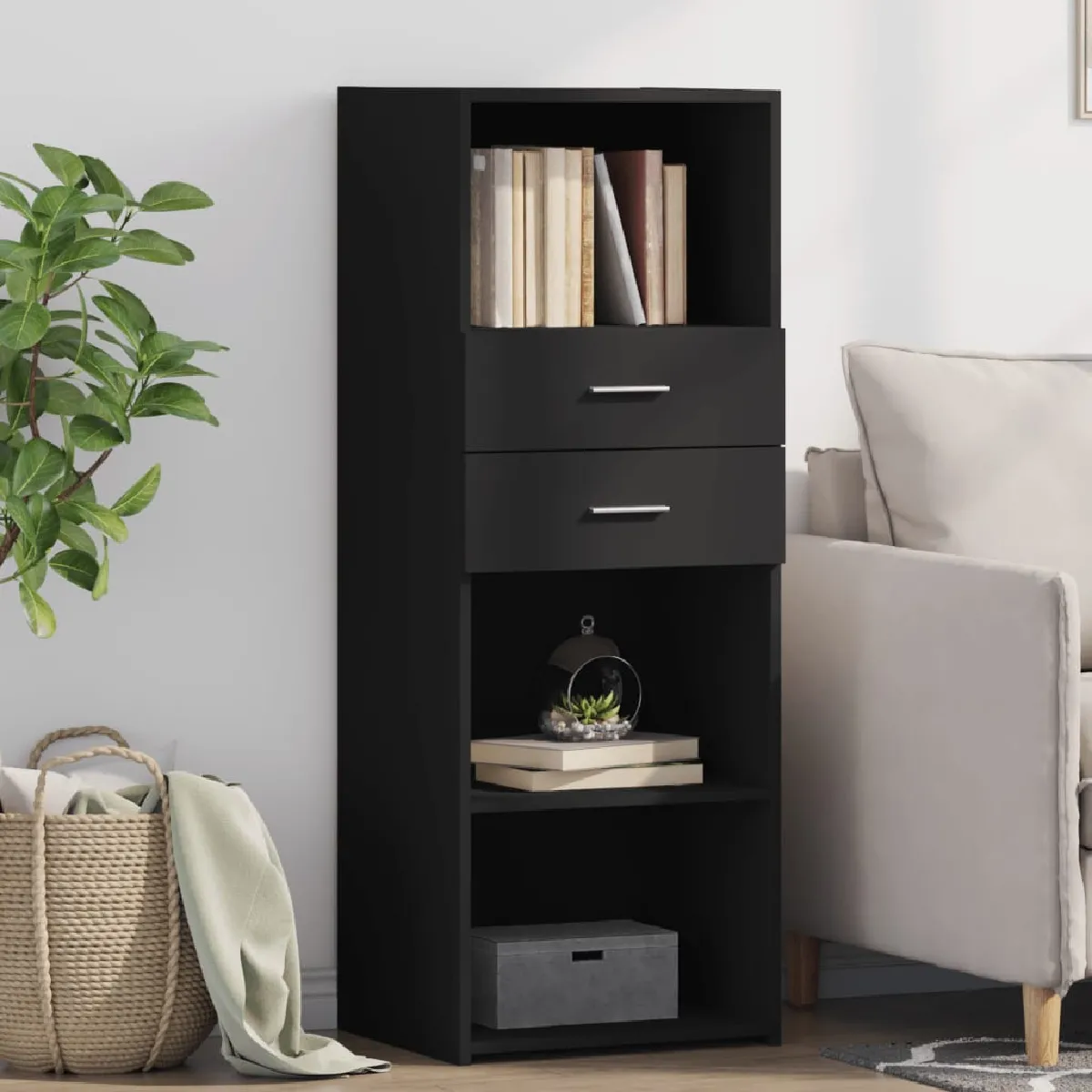 Vidaxl Buffet Noir - 45x42,5x124 cm