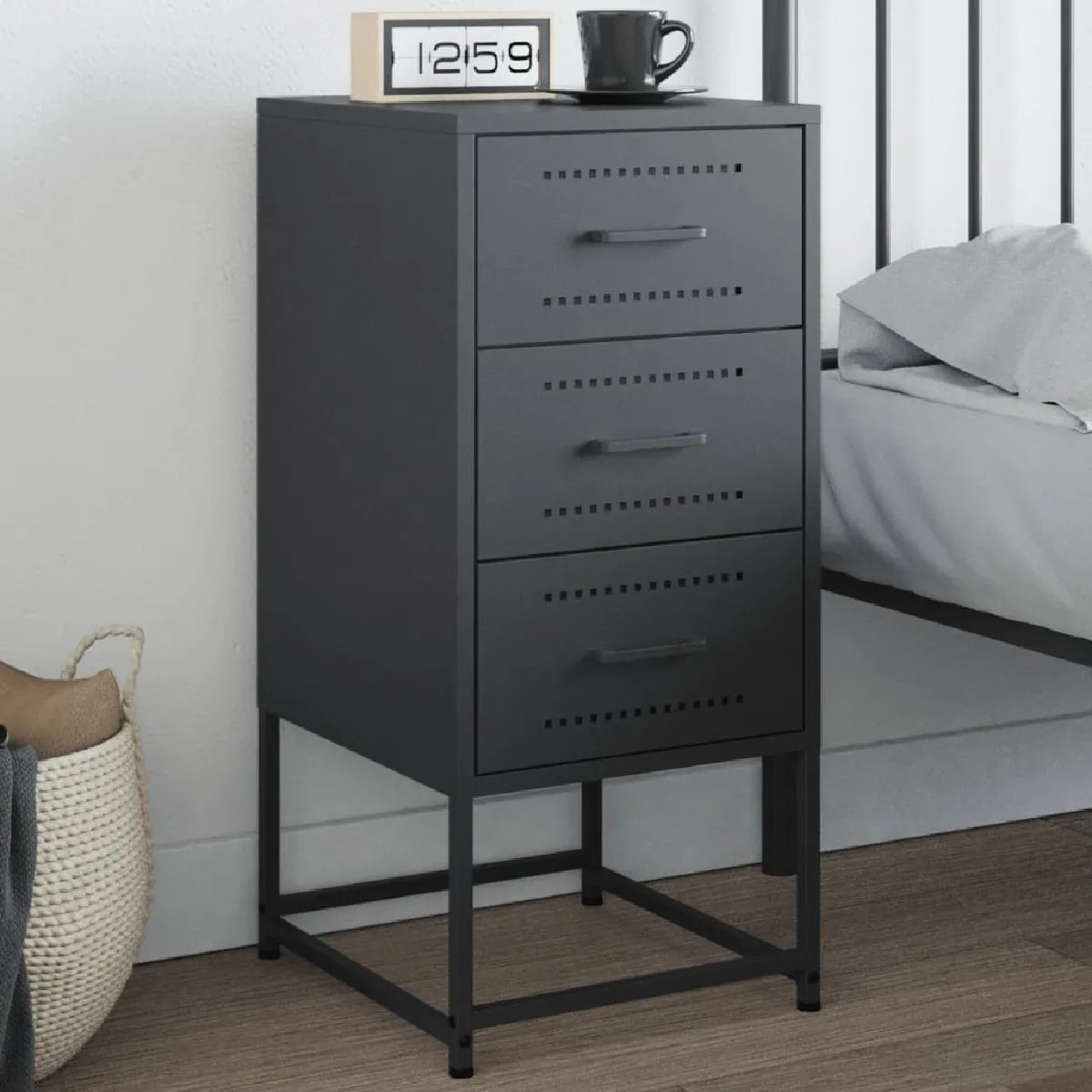 vidaXL - Table de chevet - Acier - Anthracite - 36x39x78 cm - Image 2