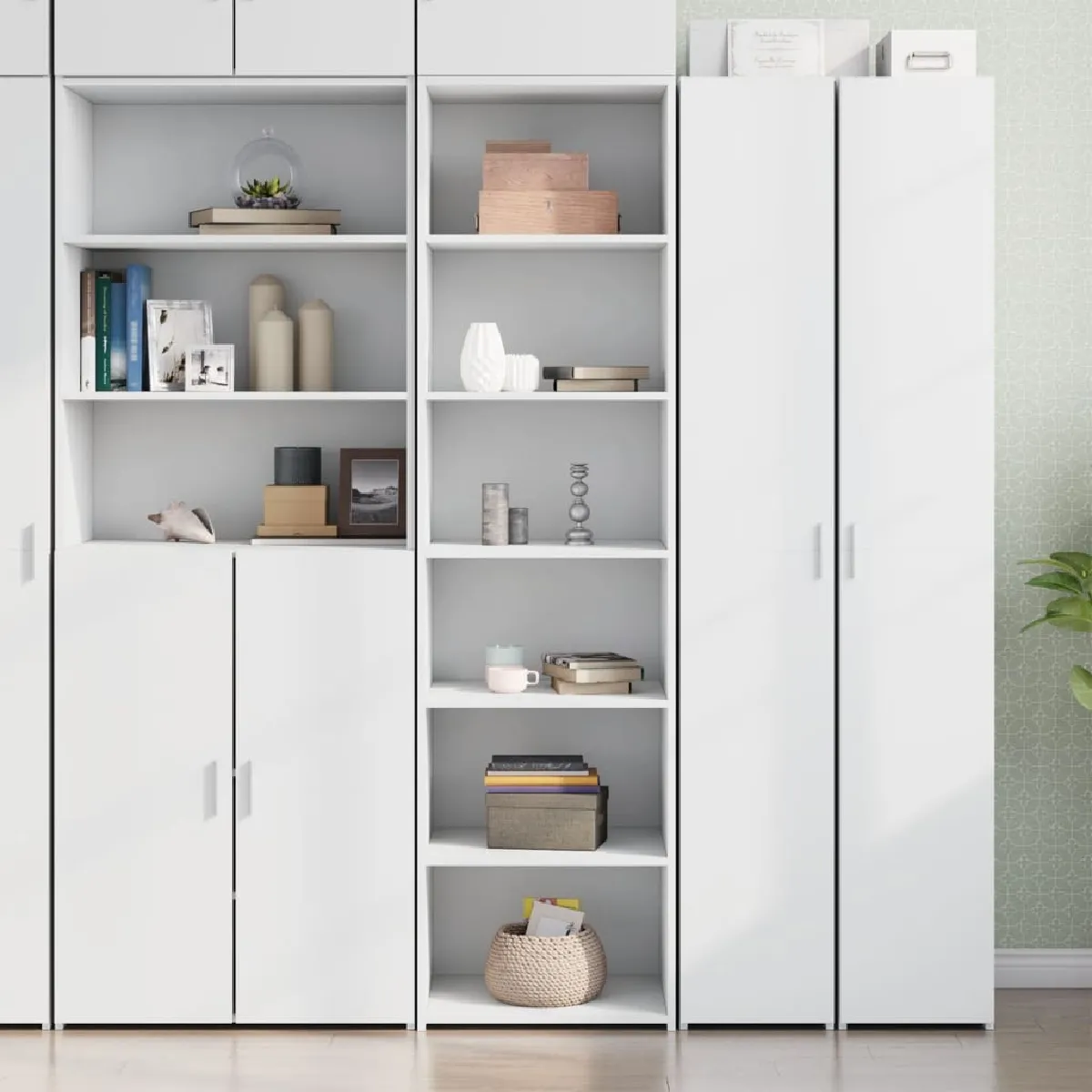 Non Communiqué Blanc Buffet Haut 50X41x185 Cm Bois D Ingénierie - Image 3