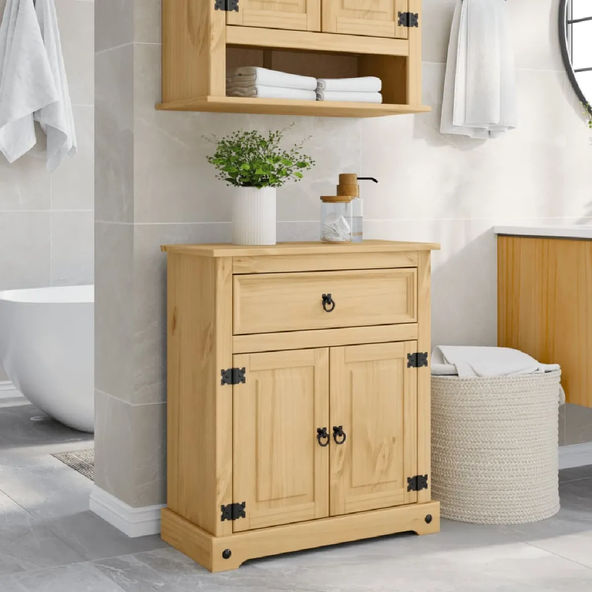 VidaXL Armoire Salle de Bain - Bois de Pin Massif