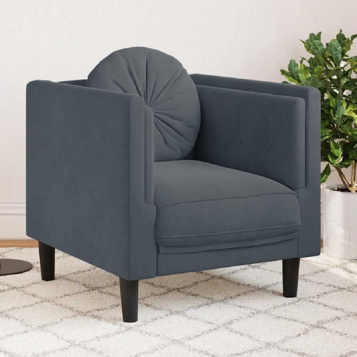 vidaXL Fauteuil - Gris foncé