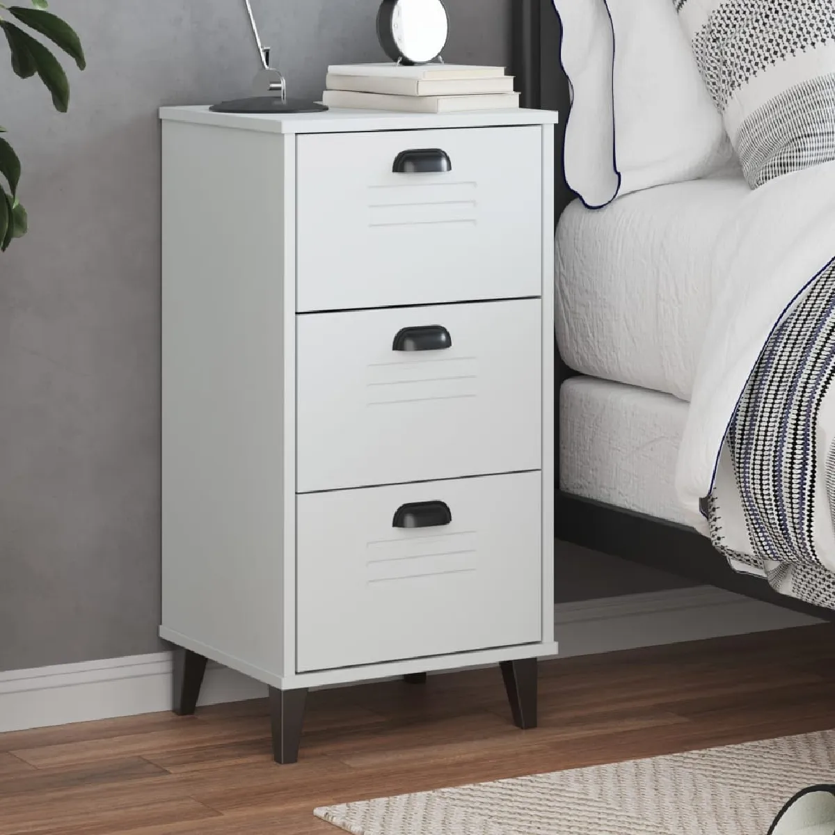 Non Communiqué Blanc Vidaxl Table De Chevet, Armoire De Nuit Avec Tiroirs, Table De Téléphone, Meuble De Rangement Chambre, Industriel, 374917 - Image 3