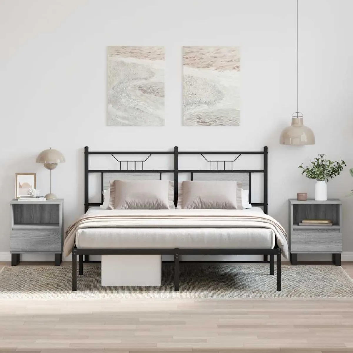 Vidaxl Gris Tables De Chevet - Sonoma
