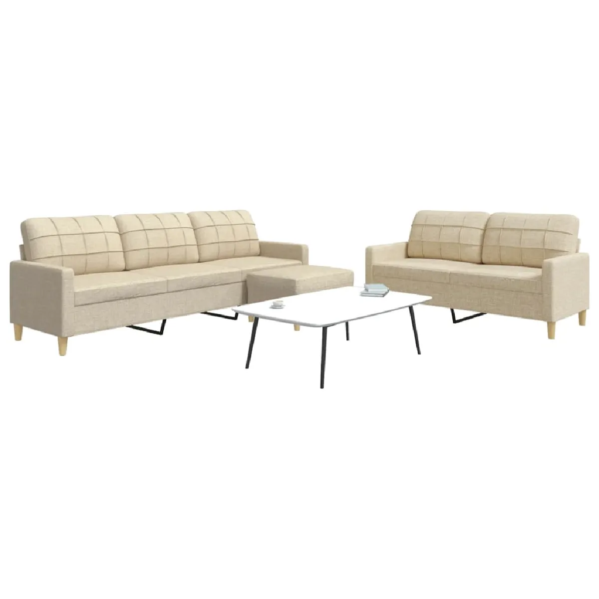vidaXL Ensemble 3 pcs Crème - vue 3