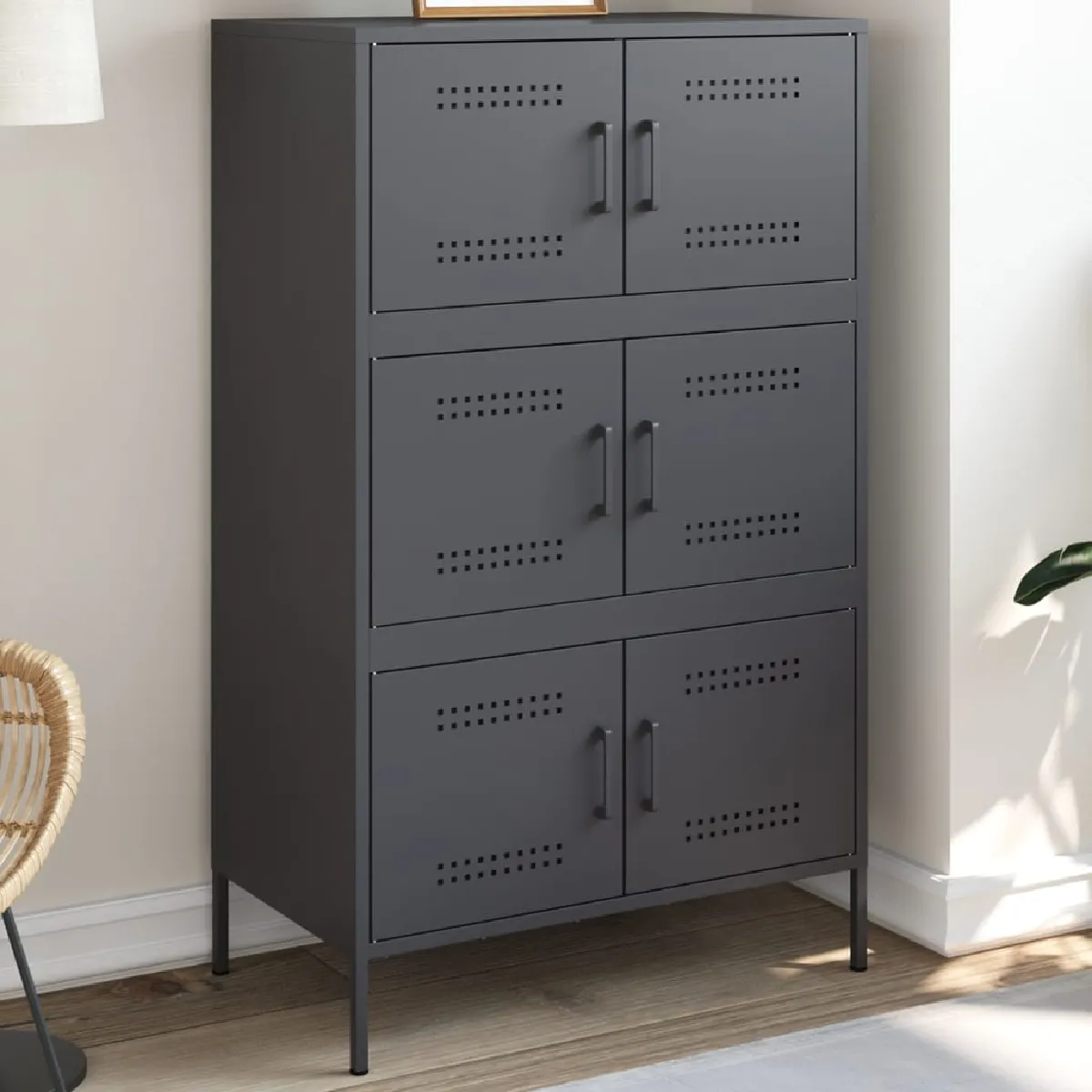 VIDAXL Buffet haut Anthracite