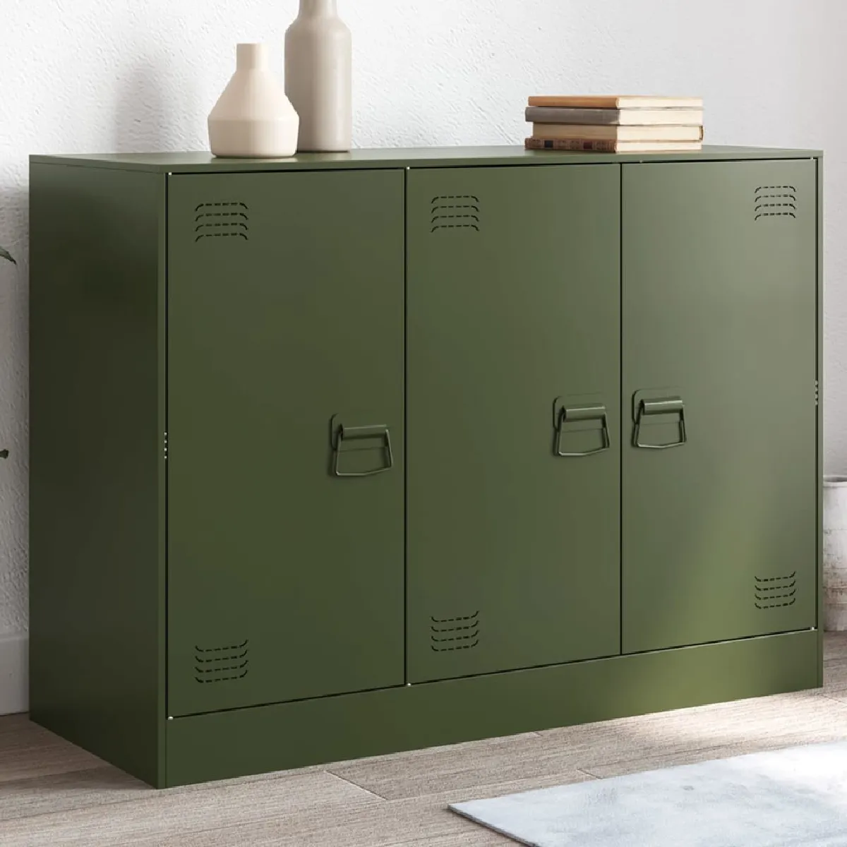 Vidaxl Buffet vert olive 99x39x73 cm acier