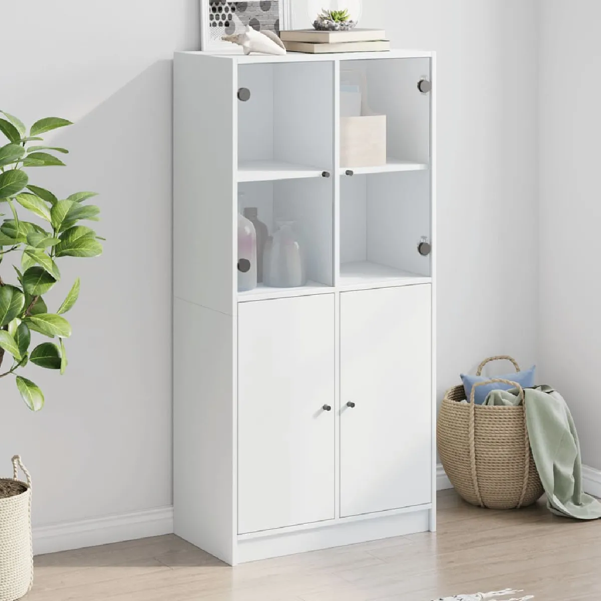 vidaXL Buffet haut - Blanc 68x37x142 cm