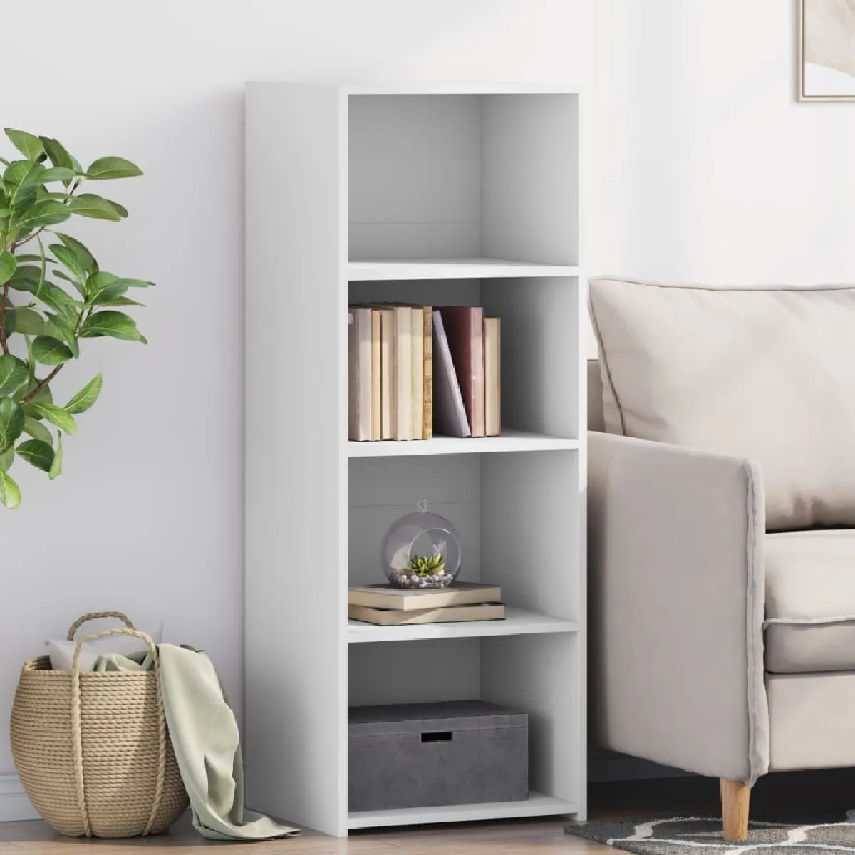 Non Communiqué Blanc Vidaxl Buffet Haut 45X41x124 Cm Bois D'ingénierie 846390 - Image 3