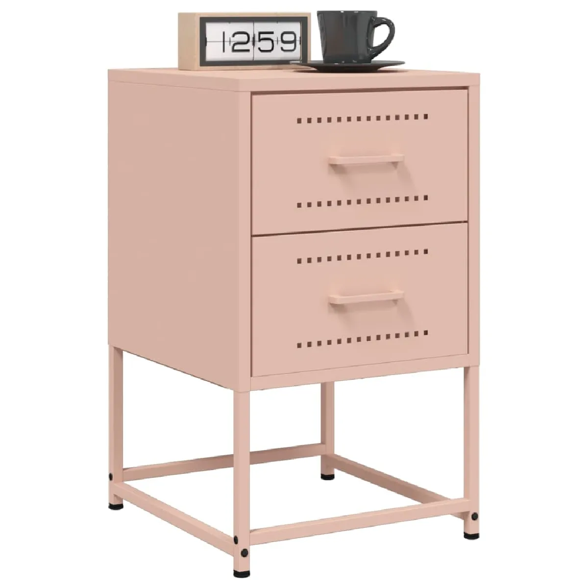 VIDAXL - Table de chevet - Acier - Rose - 36x39x60,5 cm - Lot de 2 - Image 2