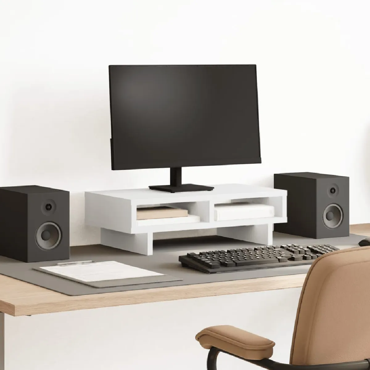 VIDAXL - Support de moniteur - 50x27x15 cm - Blanc - Image 2