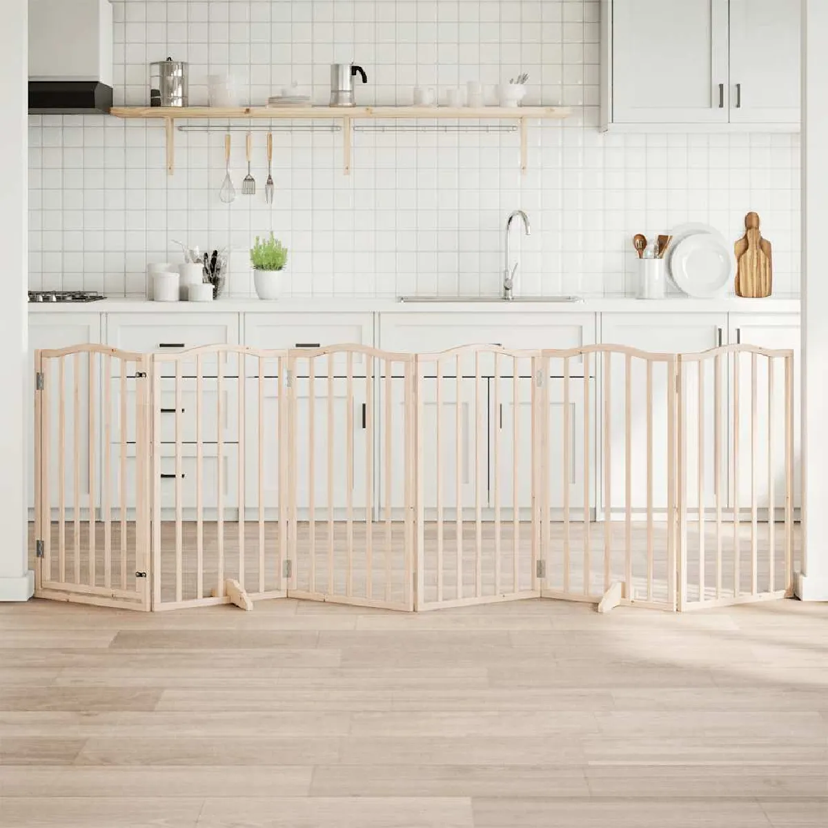 vidaXL Barrière pliable chien 6 panneaux bois