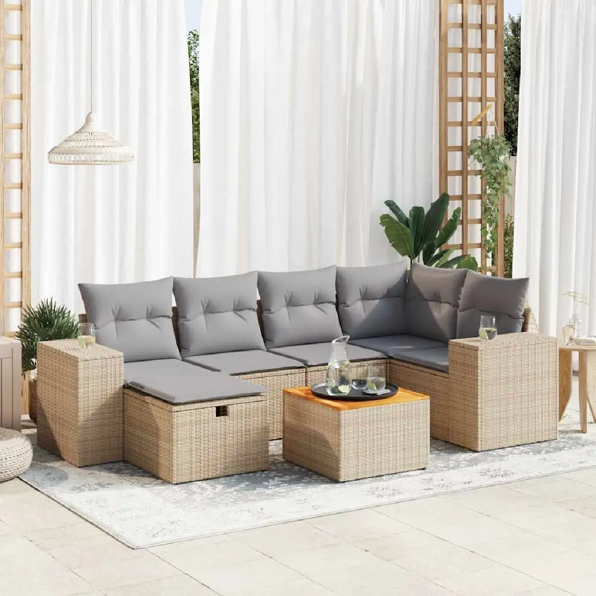 vidaXL Salon de jardin 7 pcs coussins - vue 2