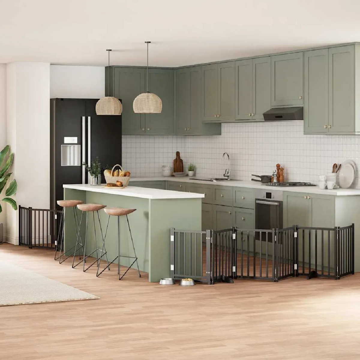 vidaXL Barrière pour chien porte pliable 9 panneaux bois peuplier - vue 2