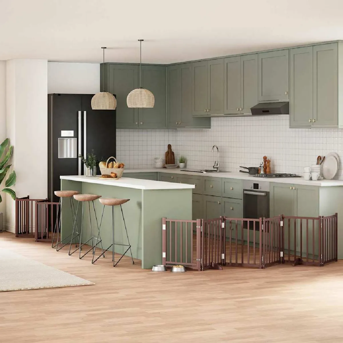 vidaXL Barrière pour chien avec porte pliable - 12 panneaux - Bois de peuplier