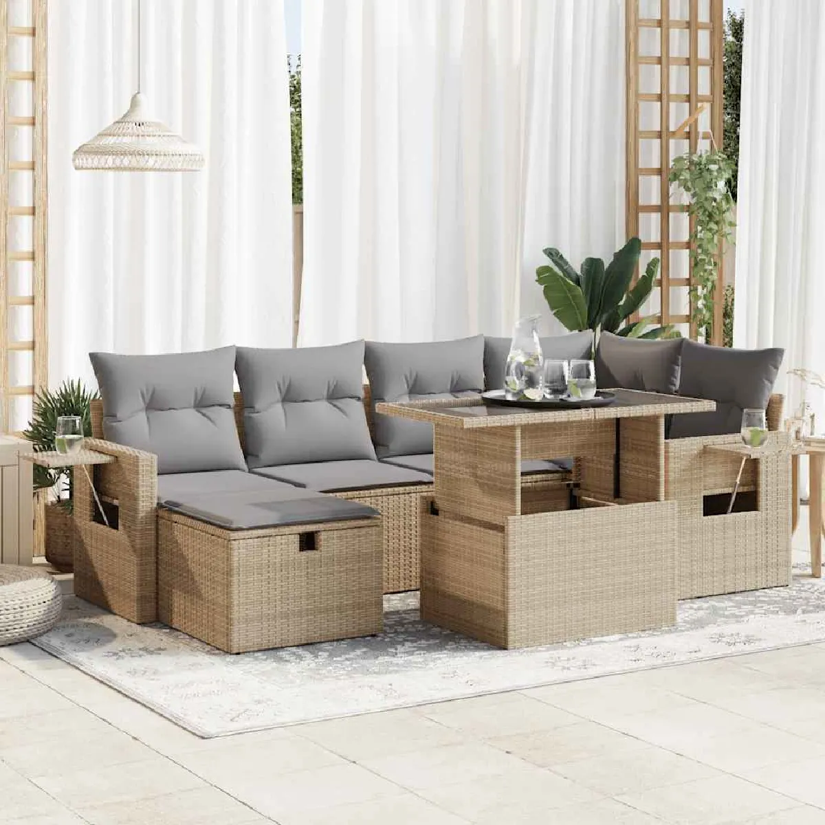 Salon de jardin vidaXL 7 pcs - vue 8