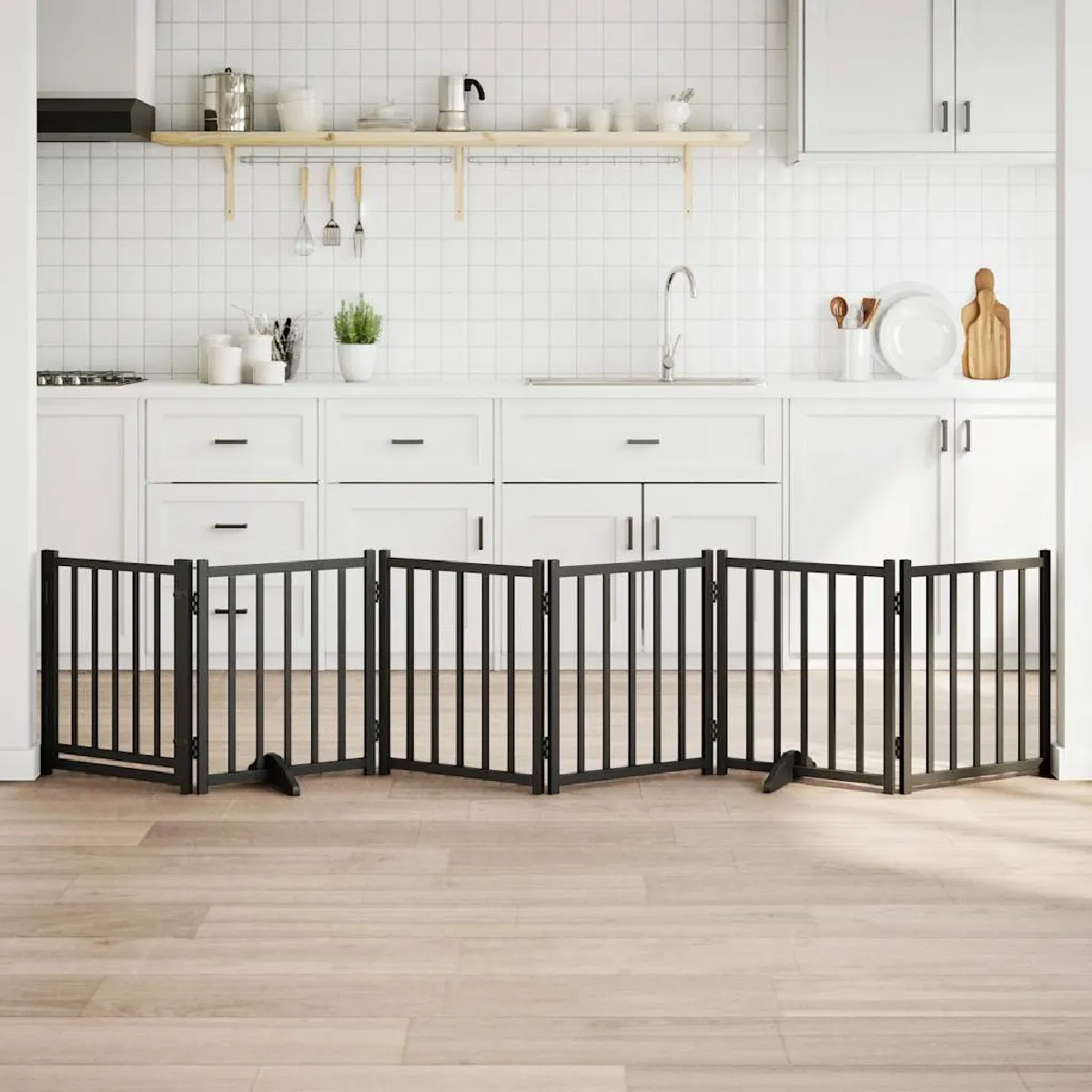 vidaXL Barrière pour chiens 6 panneaux Chêne - vue 3