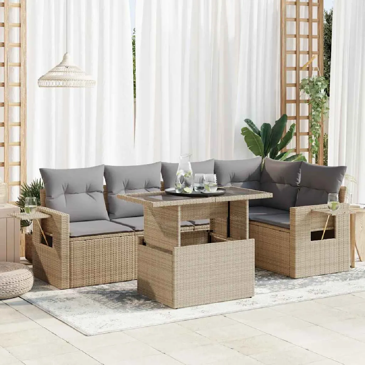 vidaXL Ensemble de Jardin 6 pcs Résine Tressée - vue 2