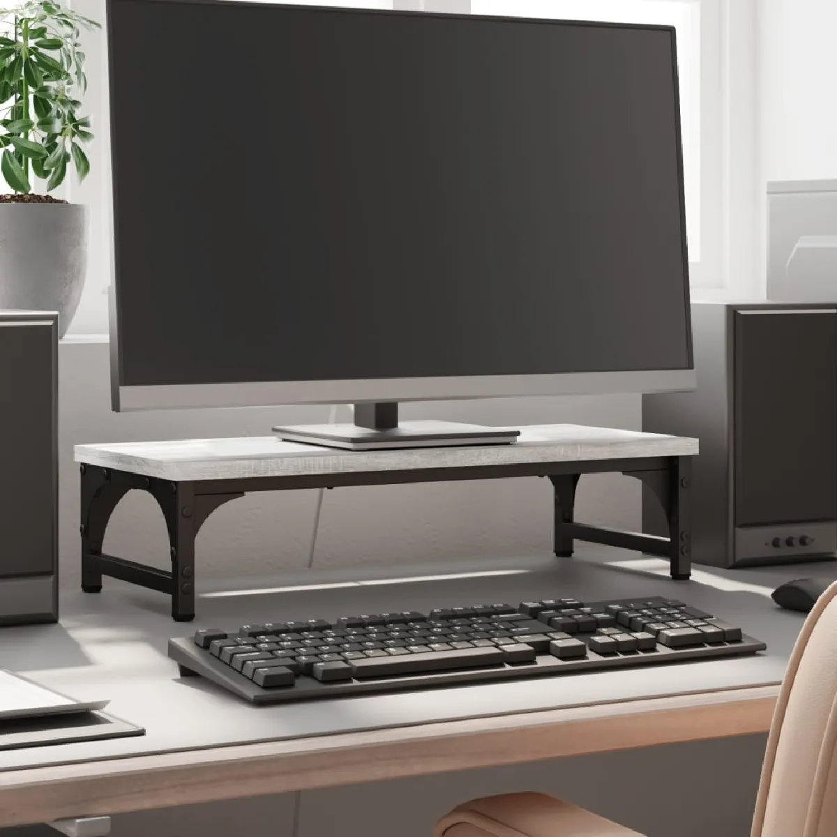 VIDAXL - Support de moniteur - 55x23x14 cm - Gris - Image 2