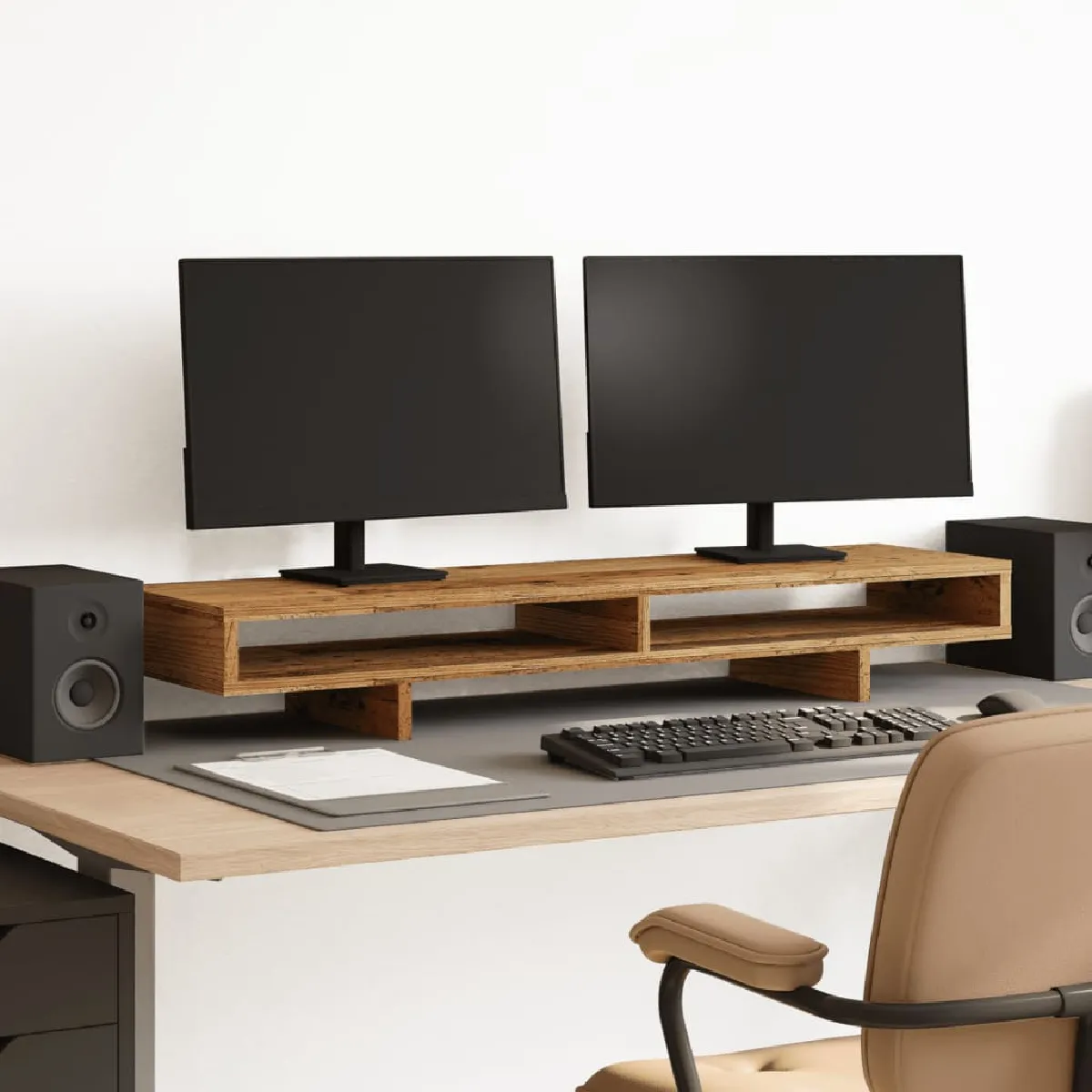 vidaXL Support moniteur vieux bois Bois d'ingénierie