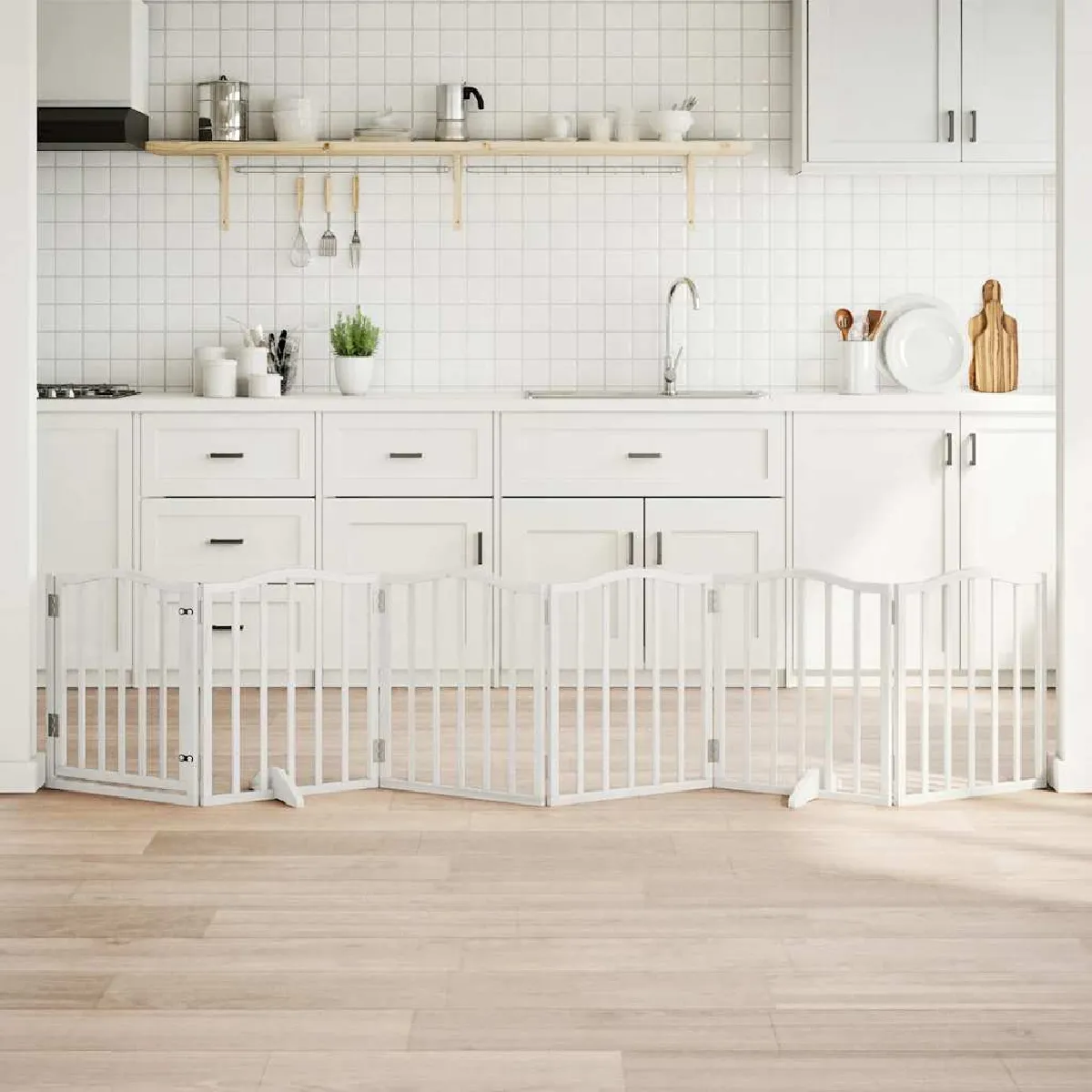 vidaXL Barrière pour chiens 6 panneaux Bois de peuplier