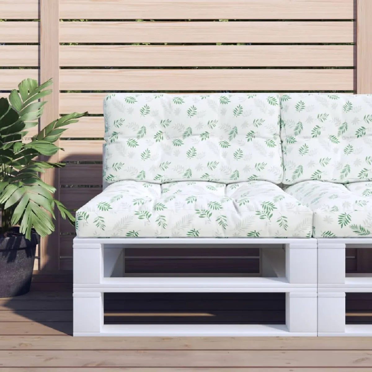 vidaXL Coussins de palette motif de feuilles