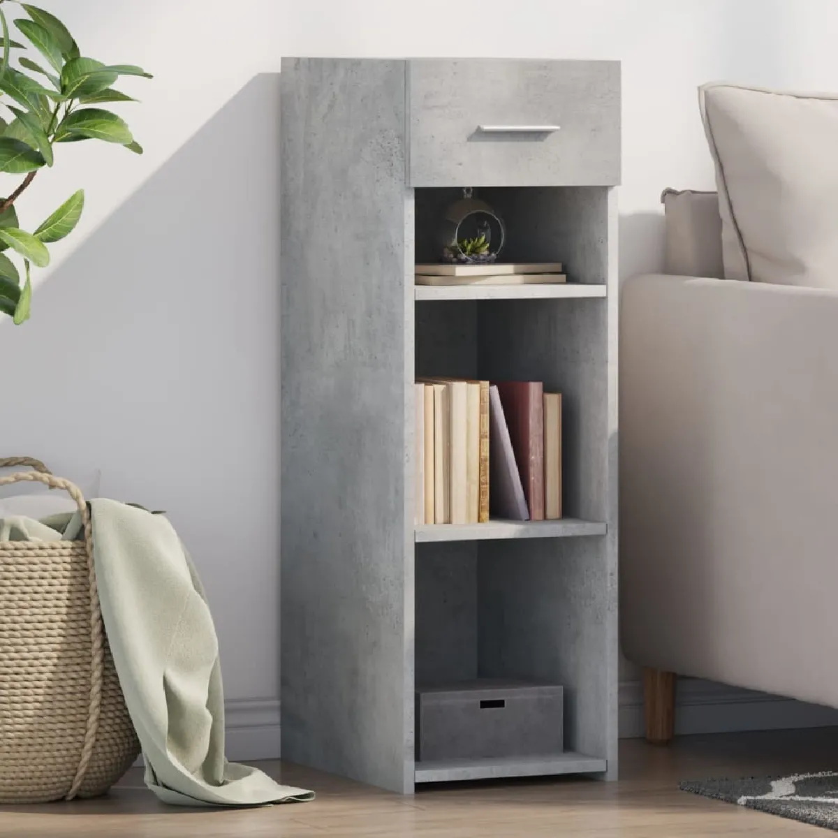 Non Communiqué Gris Vidaxl Buffet Béton 30X42,5X93 Cm Bois D'ingénierie, Armoire, Armoire Latérale, Armoire De Rangement, Armoire, Placard, 846309 - Image 3