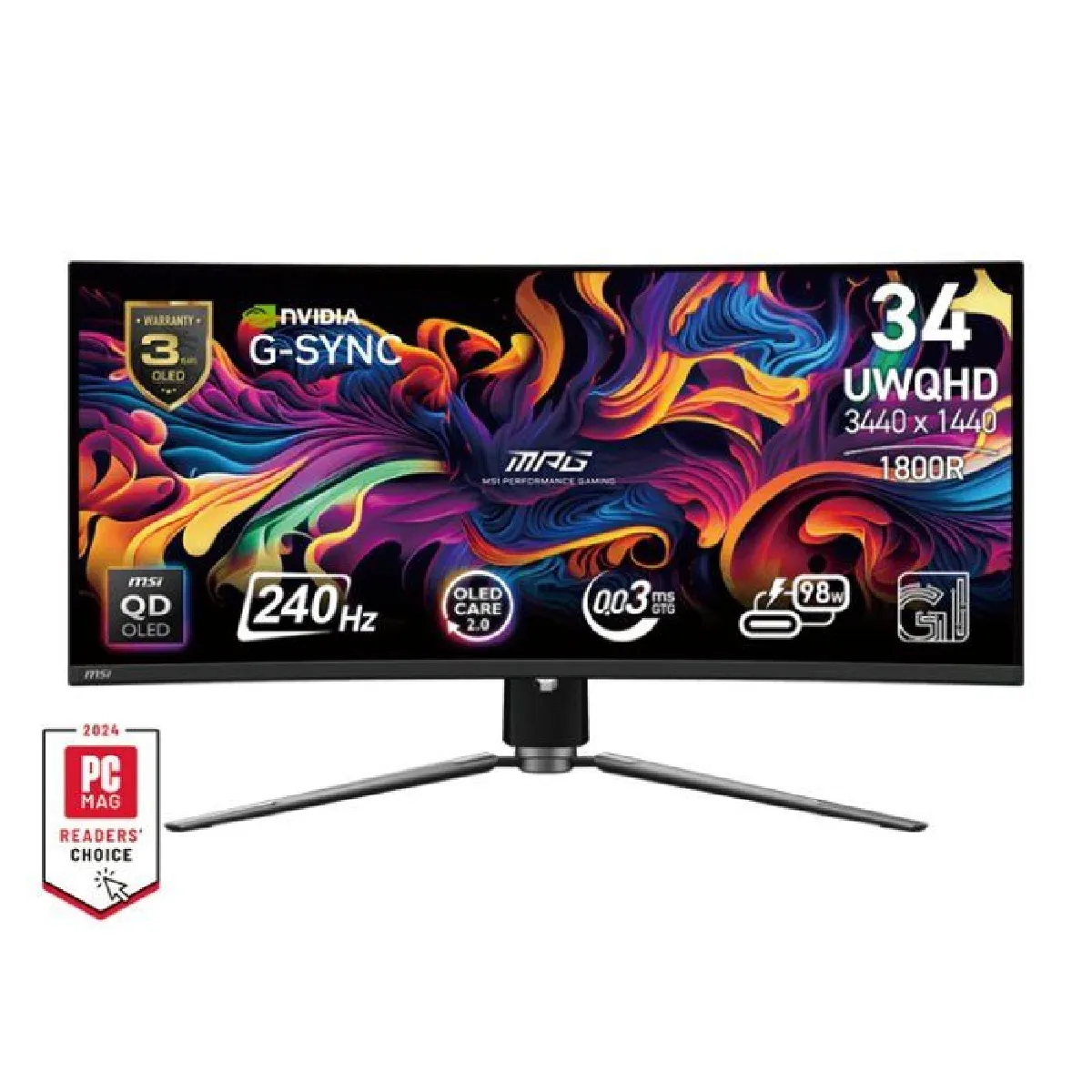 Msi Noir Mpg 341Cqpx Qd-Oled Écran Plat De Pc 86,4 Cm (34 ) 3440 X 1440 Pixels Ultrawide Quad Hd - Neuf - Image 3