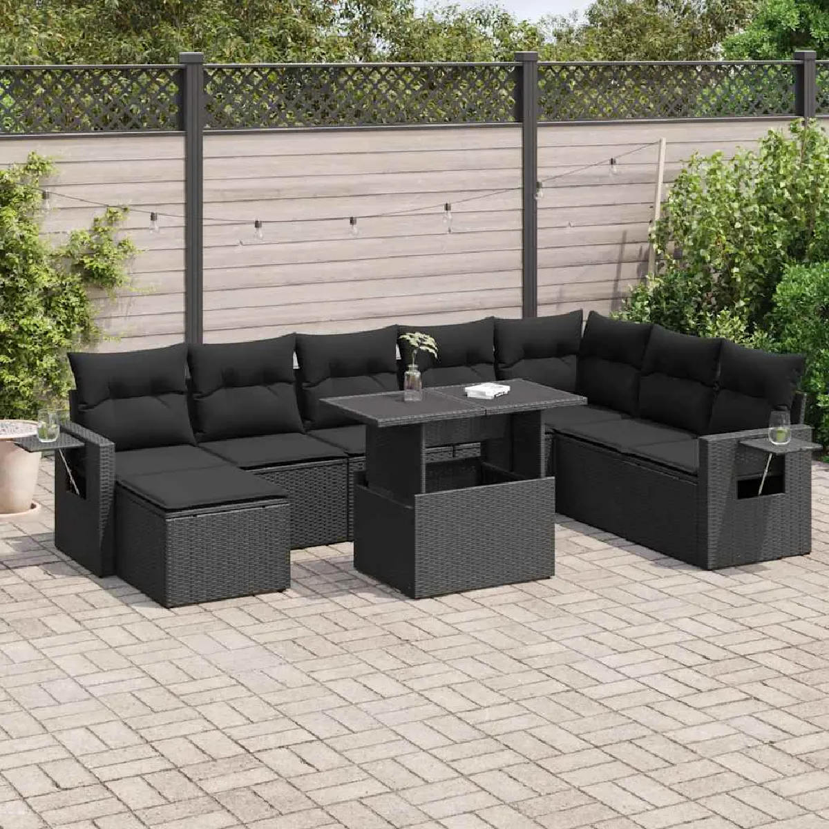 Vidaxl Noir Salon De Jardin Résine Tressée