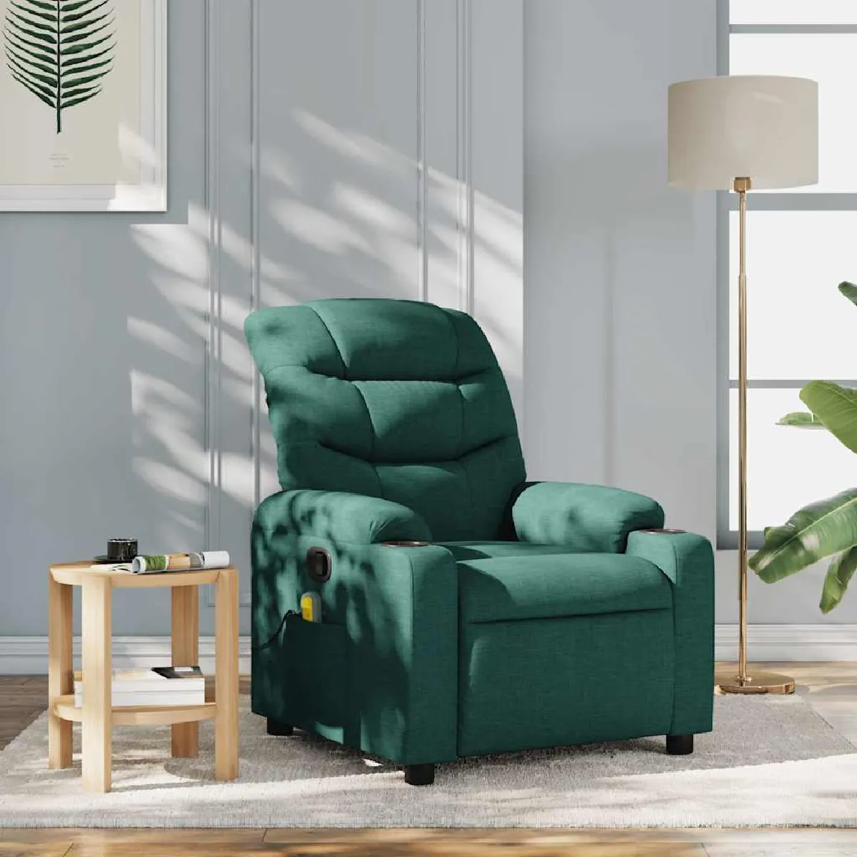 VIDAXL Fauteuil de massage Vert foncé