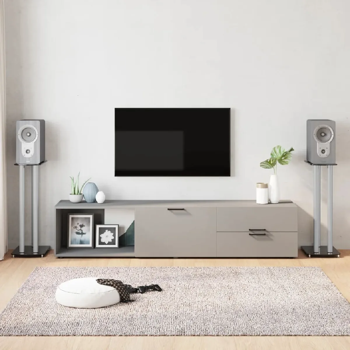 Vidaxl Noir/Argent Supports Pour Haut-Parleurs