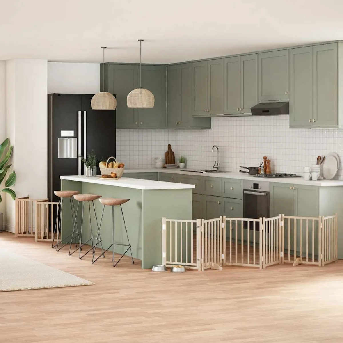 vidaXL Barrière pour chien porte pliable - 12 panneaux - Bois de peuplier