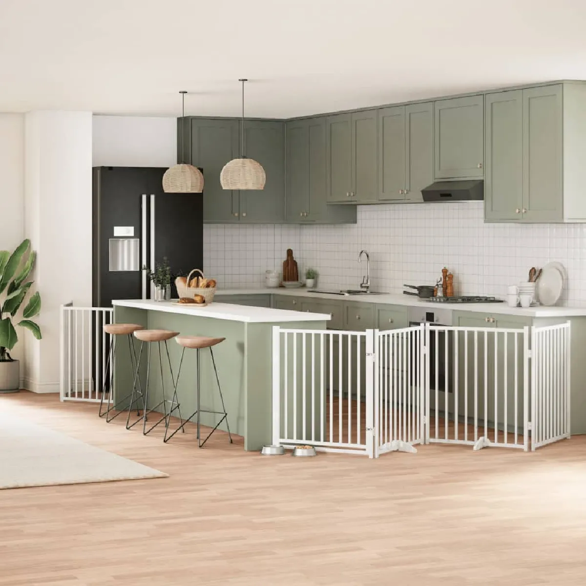 Meilleurs prix pour VIDAXL Barrière chien - 10 panneaux bois couleur blanc