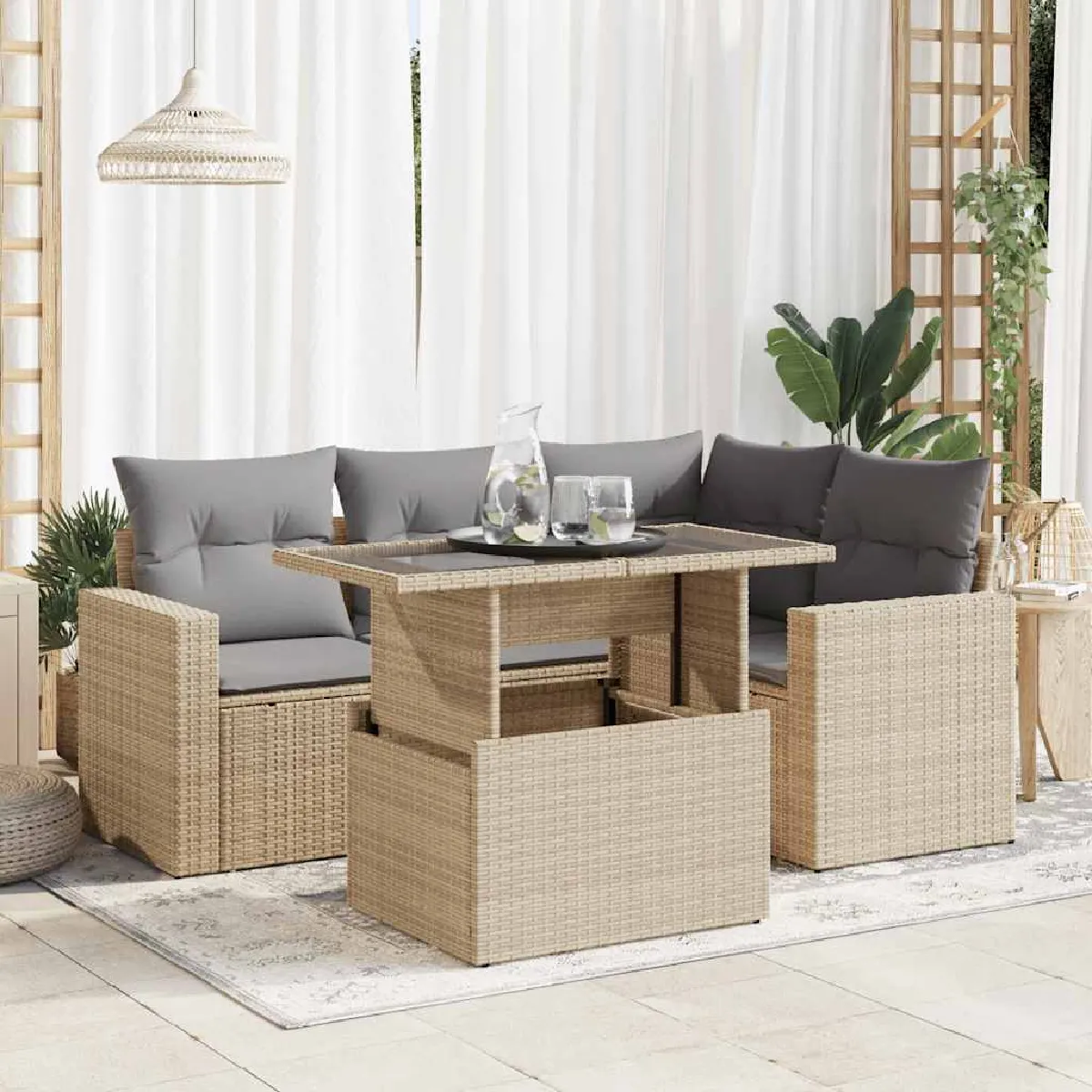 Vidaxl Salon de jardin Résine tressée 5 pièces