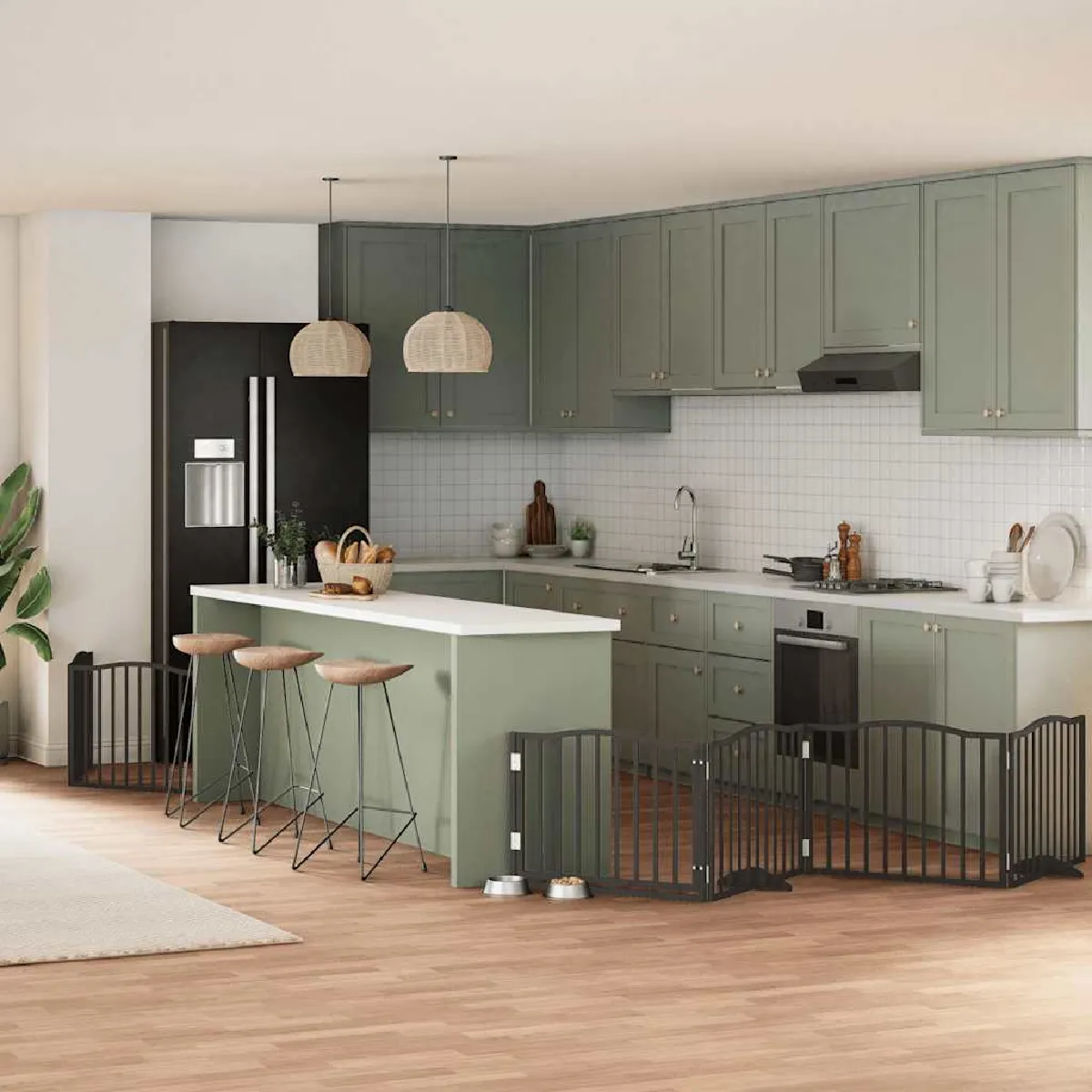 vidaXL Barrière pliable 8 panneaux bois - vue 5