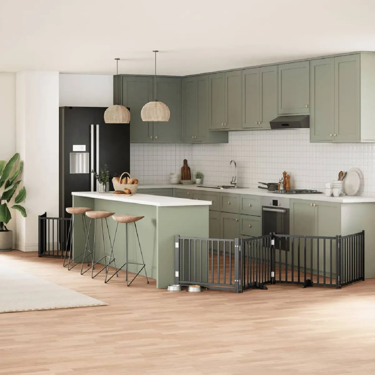 Comparer les prix de vidaXL Barrière chien pliante - 12 panneaux bois peuplier