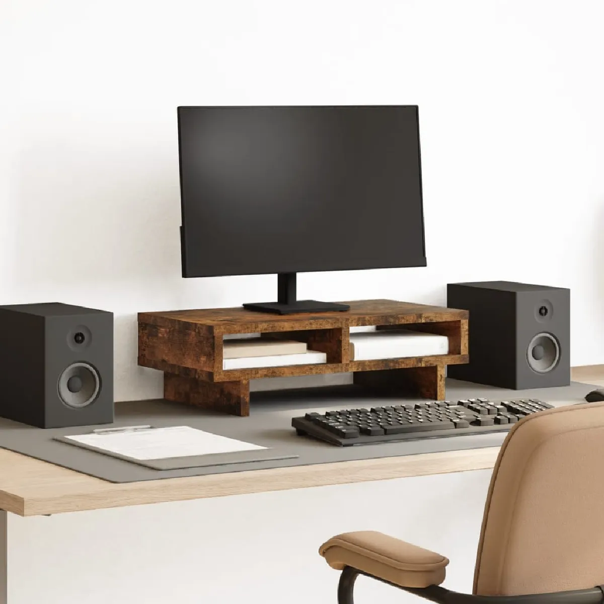 VidaXL Support Moniteur Chêne Fumé