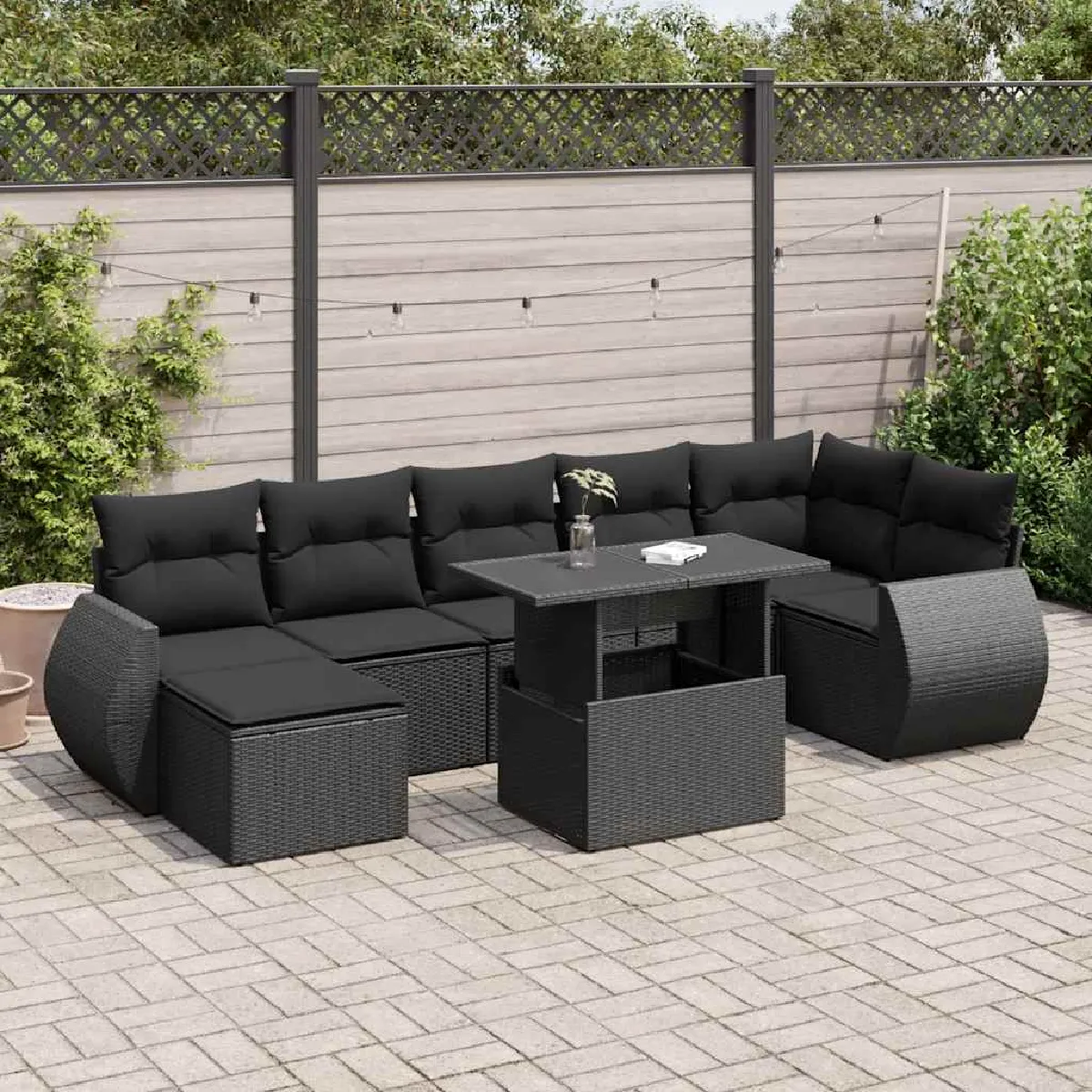 vidaXL Salon de jardin 8 pcs avec coussins résine tressée 3267442 - vue 9