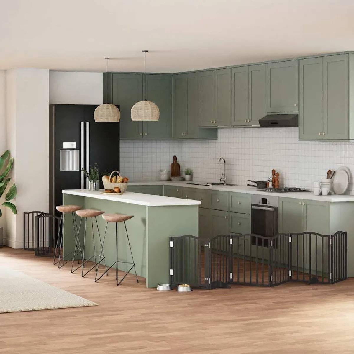 vidaXL Barrière pour chien porte pliable 9 panneaux bois peuplier - vue 3