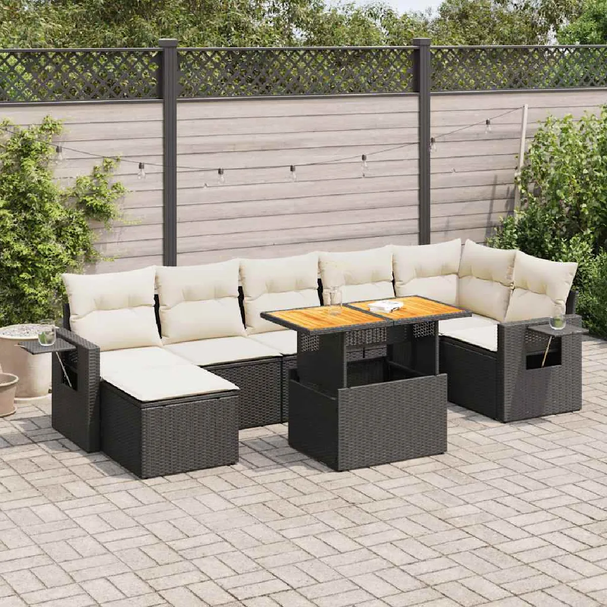 vidaXL Salon de jardin 8 pcs Résine tressée Coussins - vue 4