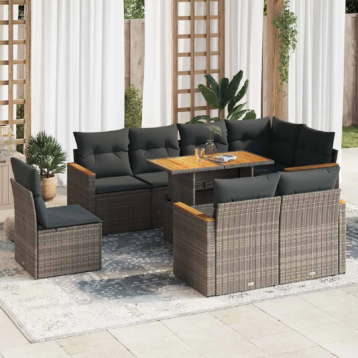Salon de jardin VIDAXL 9 pcs - vue 6