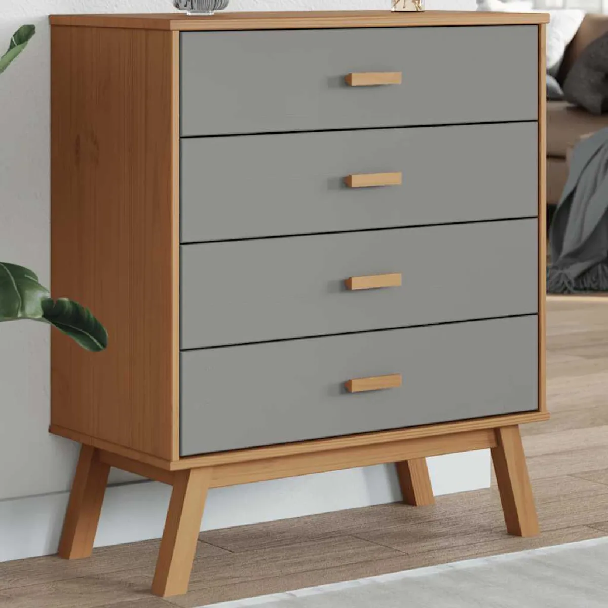 VIDAXL - Commode - Meuble de rangement avec pieds - Gris - Image 2