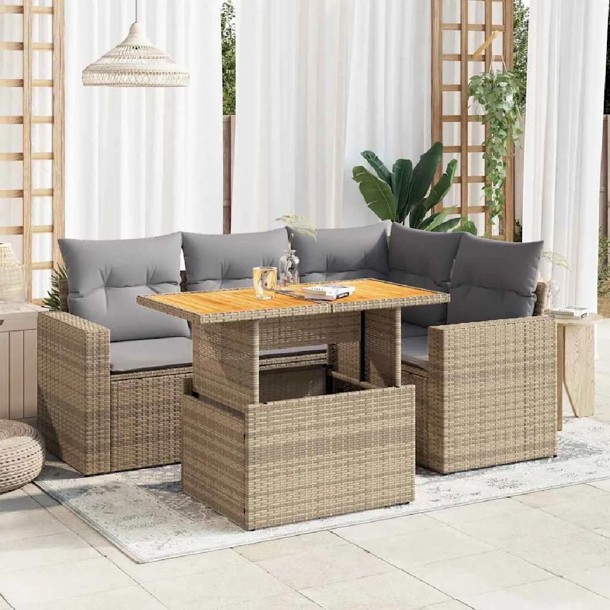 Salon de jardin 5 pcs avec coussins - vue 4