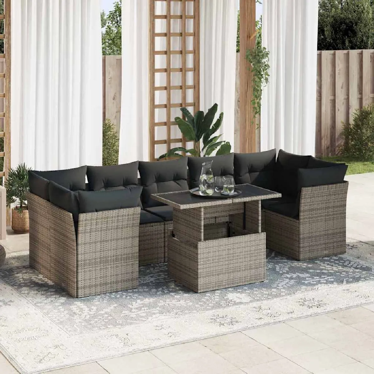 VIDAXL Salon jardin résine tressée 8 pièces - vue 4