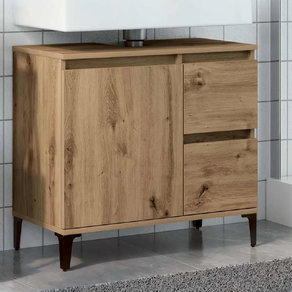 vidaXL Armoire lavabo Chêne artisanal - vue 2