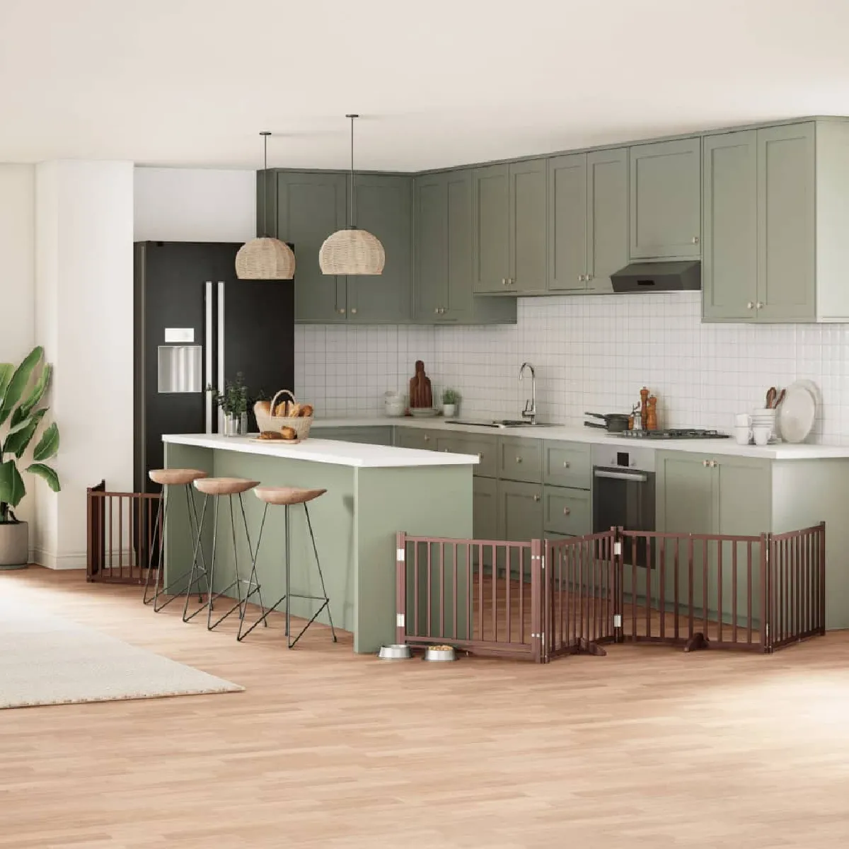 vidaXL Barrière pour chien pliable 10 panneaux bois de peuplier