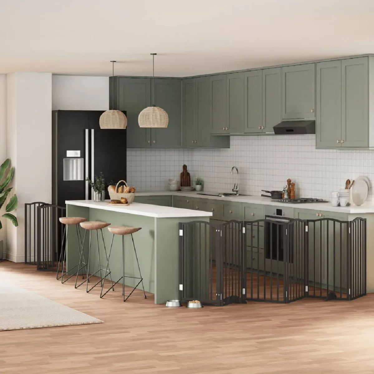 vidaXL Barrière pour chien porte pliable 9 panneaux bois peuplier - vue 5