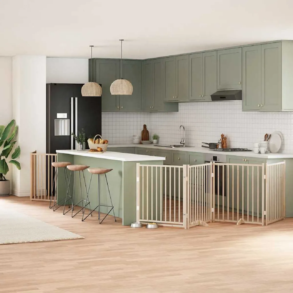 VIDAXL Barrière chien - 8 panneaux bois de peuplier