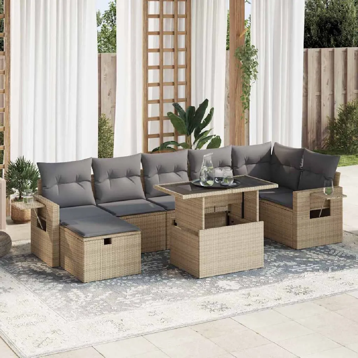 VIDAXL Salon de jardin avec coussins 8 pcs - vue 10
