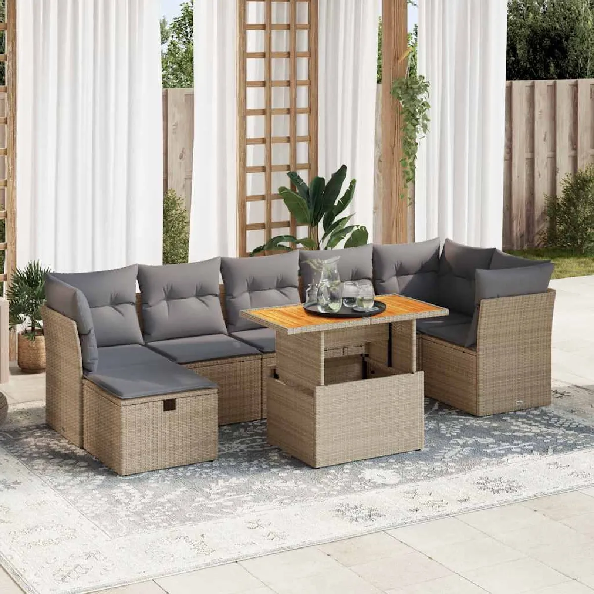 VidaXL Salon de jardin 8 pcs acacia - vue 3